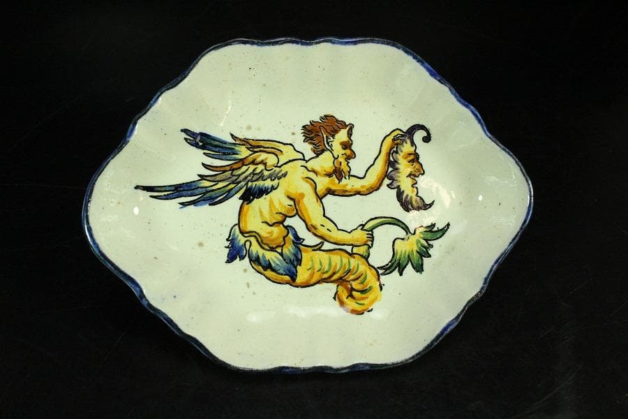 西洋骨董 阿蘭陀 菱皿 一対 時代物(K-A394)