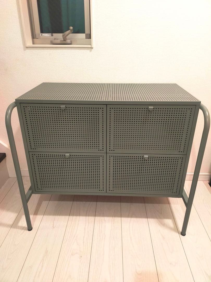 極美品】IKEANIKKEBY 収納チェストグレーグリーン