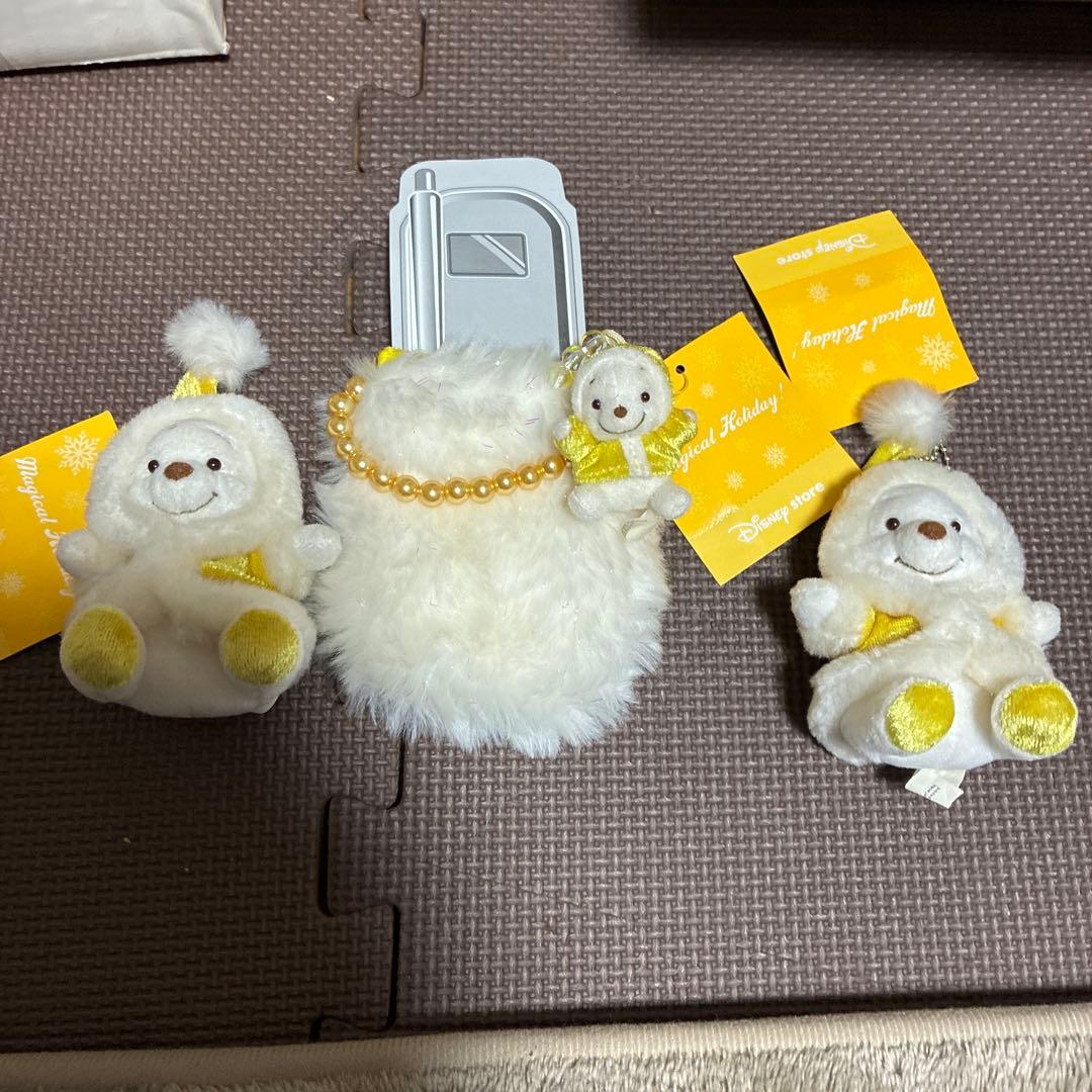 ‼️希少新品‼️ディズニー　プーさん　キーホルダー2個と携帯ケース　平成レトロ　レア