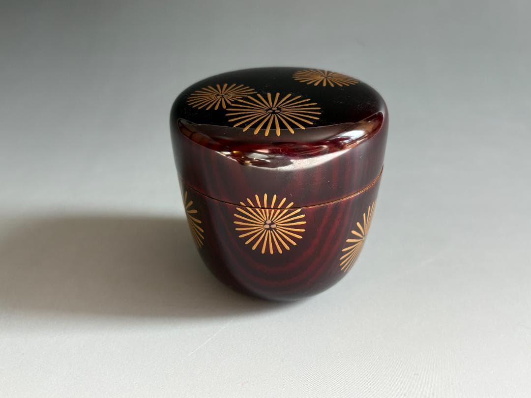 茶道具 漆匠 遠山哲山造 住吉蒔絵 利休棗 共箱 V 9716