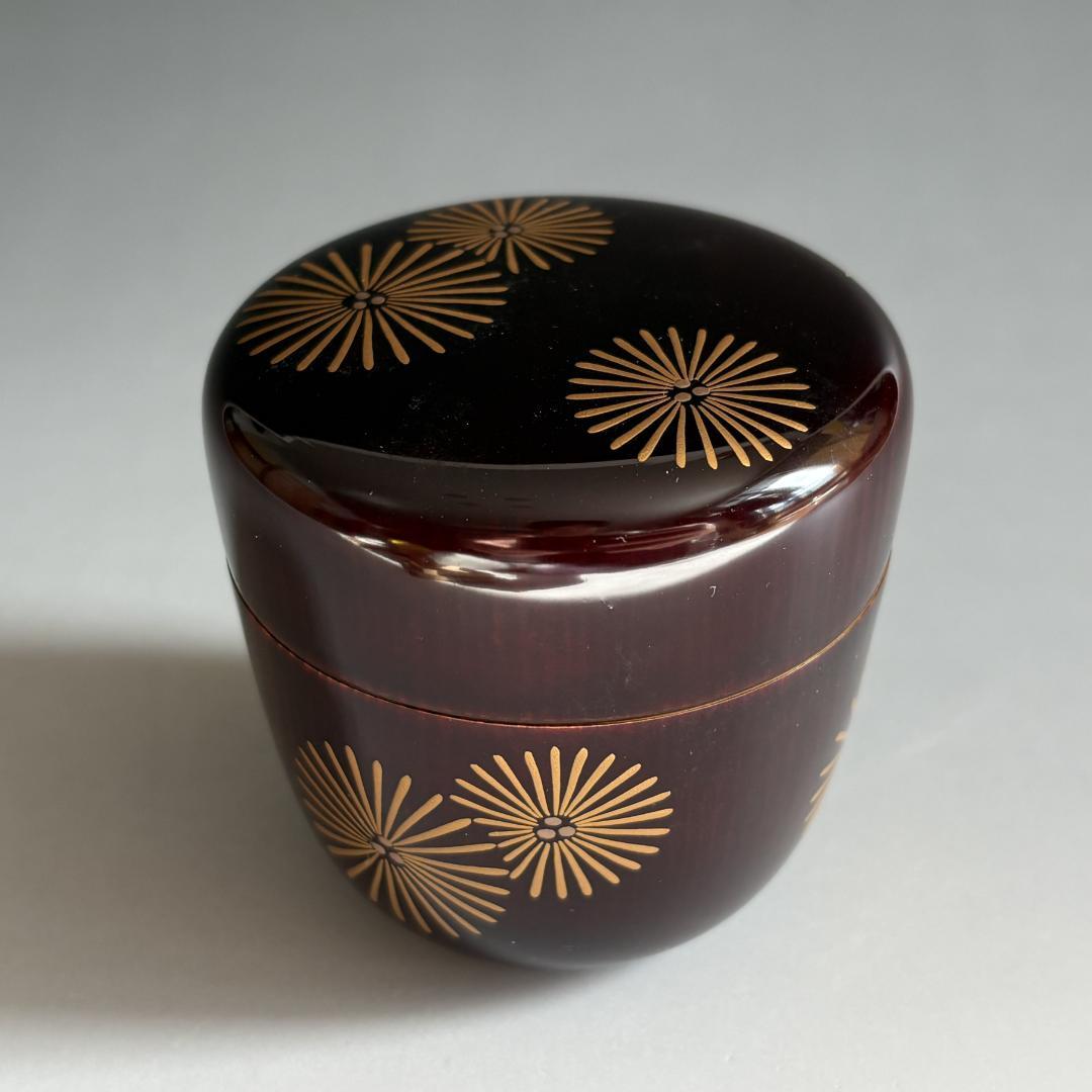 ☆ 福島武山 作 赤繪琴高仙人文 棗 九谷佐野窯盃 共箱 ☆A10 赤絵細描