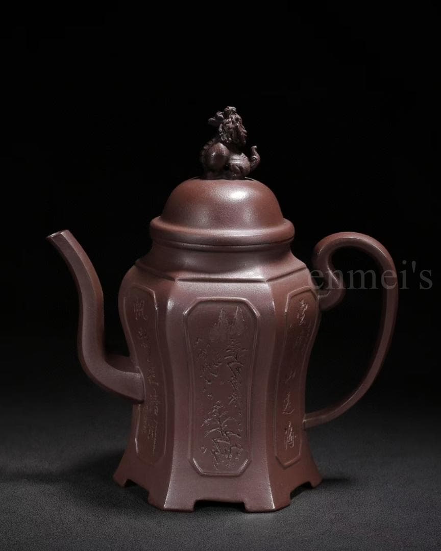 中国古美術・原鉱赤泥子冶石瓢紫砂壺・底款：景 中国古美術・原鉱赤泥