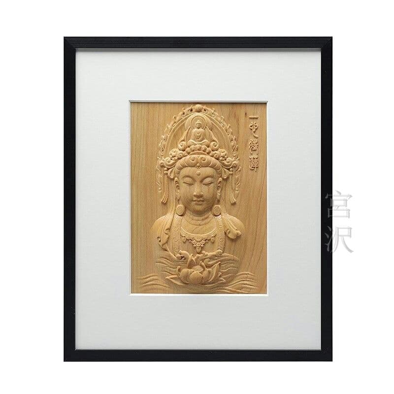 【宮沢】装飾壁画  観音菩薩  仏教工芸品   祈る厄除  彫刻   置物