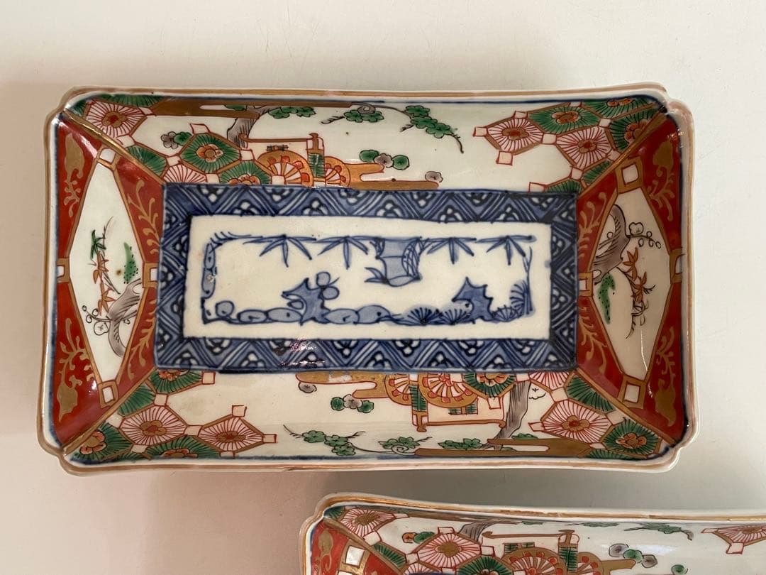 骨董 アンティーク 古伊万里 色絵 鮎皿 長方皿 2枚 - メルカリ