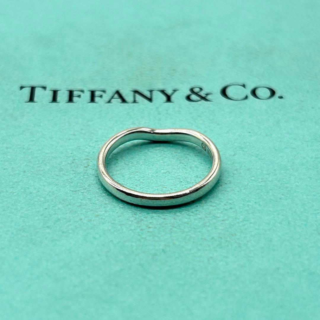美品　ティファニー　カーブド　バンド　リング　10号　シルバー