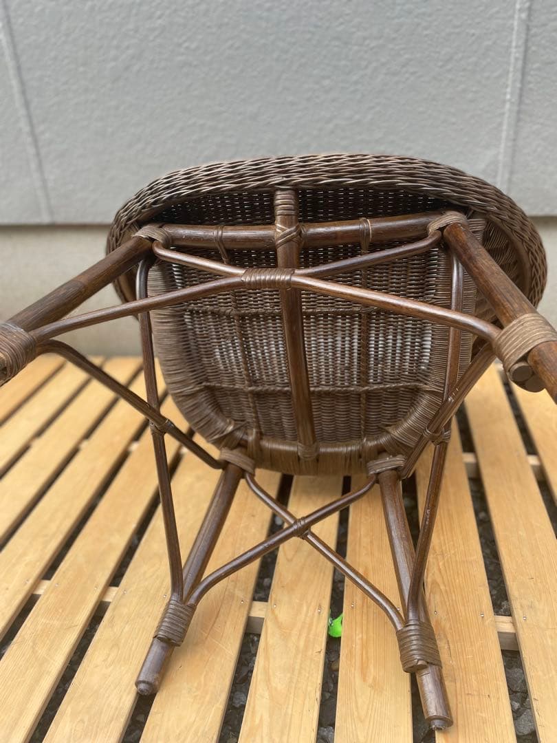 ②カザマ KAZAMA ラタン 丸型座椅子 ラタンソファ