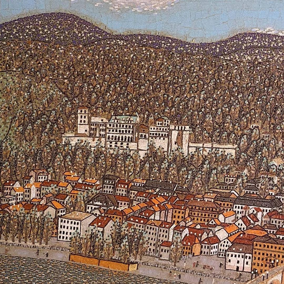 山下清、【ハイデルベルクの古城】、希少な額装用画集より、新品額装付