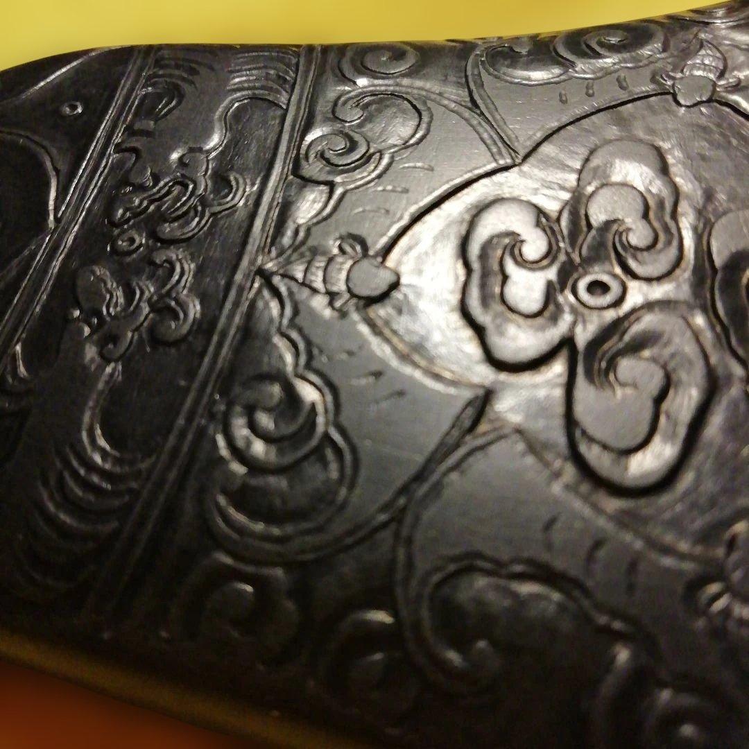 中国美術　釣り鐘古端渓硯　鑑賞　骨董