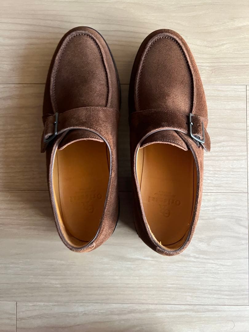 オリエンタルシューメーカー ブラウン スエード シングルモンク 25cm