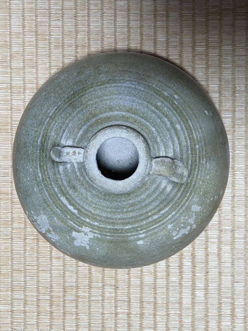 ♦中国 古玩 古美術 古陶磁 青磁 双耳瓶 小壺 類品宋時代 出土発掘品骨董品