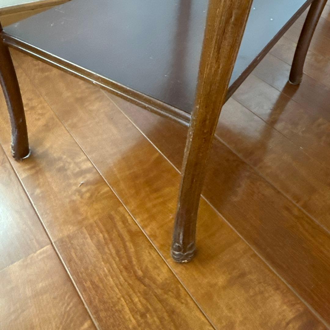 象嵌♦︎木製花柄装飾2段サイドテーブル♦︎電話FAX台♦︎コンソール