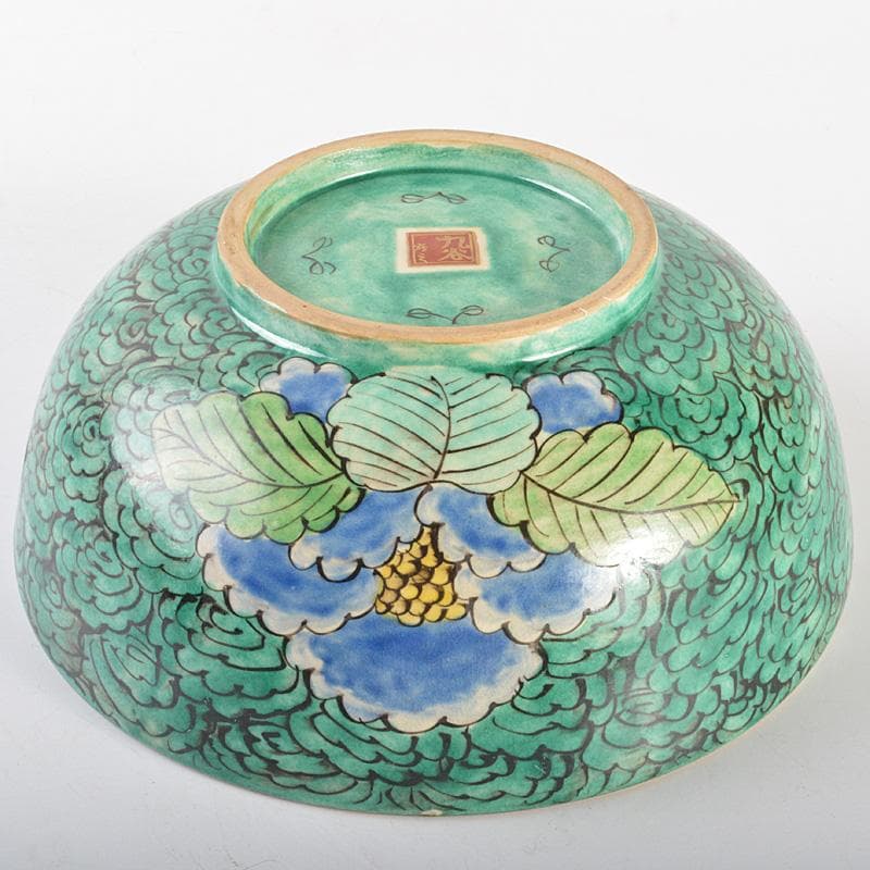 えびいち様専用 庄三造 赤絵 花鶴人物文 菓子器 鉢 時代