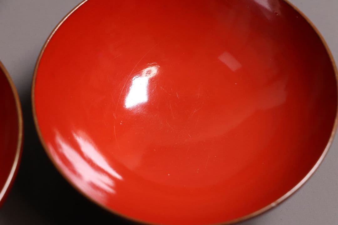 漆芸 明治大正 時代蒔絵椀 五客 天然木 草花 朱塗 金蒔絵【MA358】