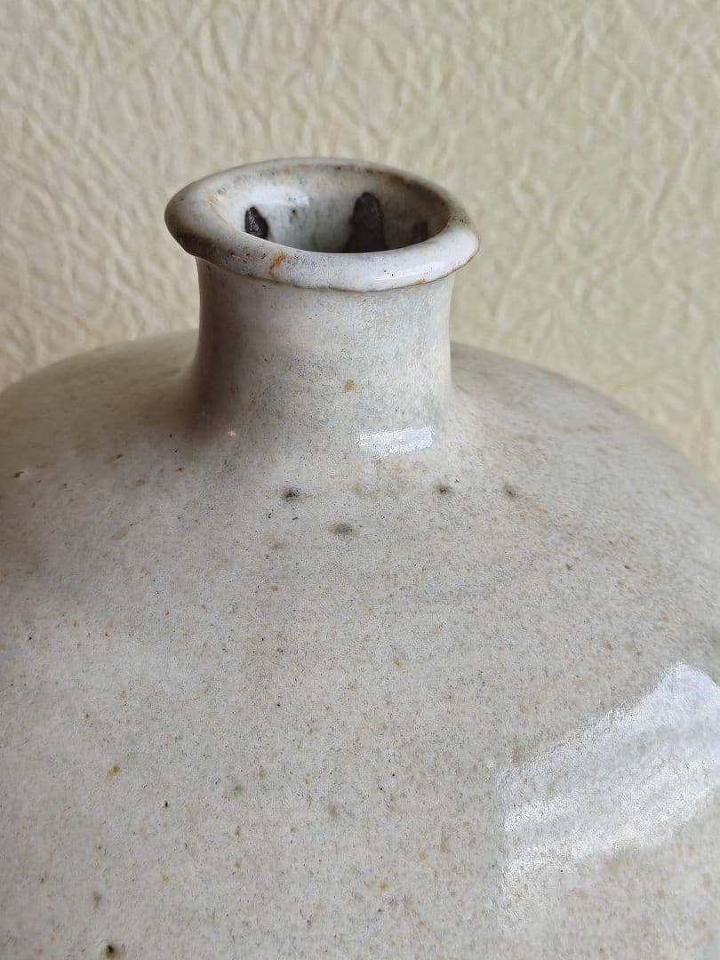 生田和孝 丹波焼 白釉扁壷 師：河合寛次郎 花瓶 花生