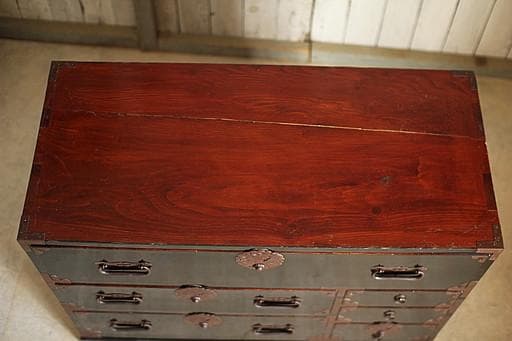 綺麗な丸金具庄内箪笥 抽斗6杯 タンス 収納 古家具 古民家 時代