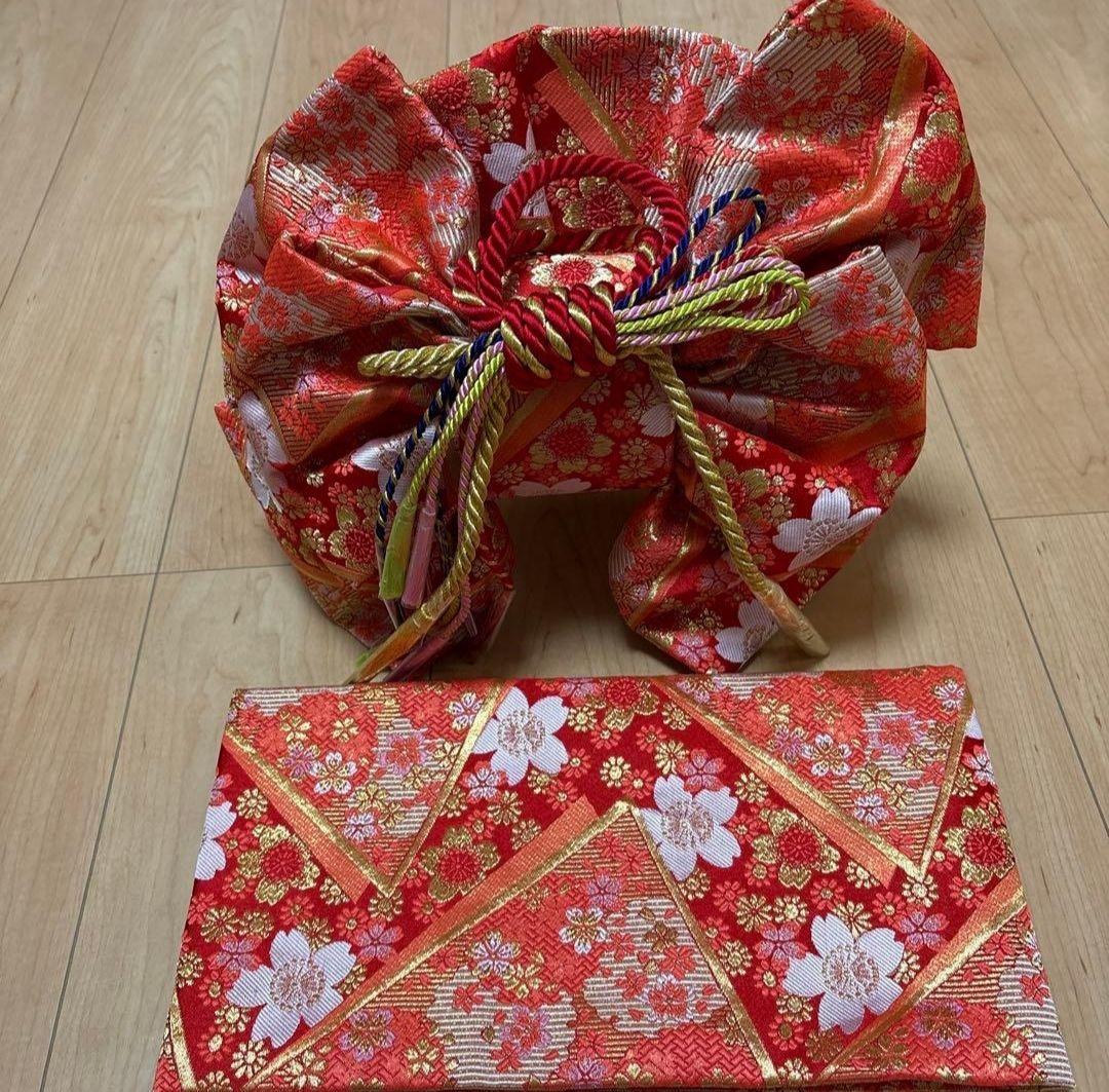 7歳 七五三着物セット　和装小物　結び帯　白着物　桜　七五三　着物