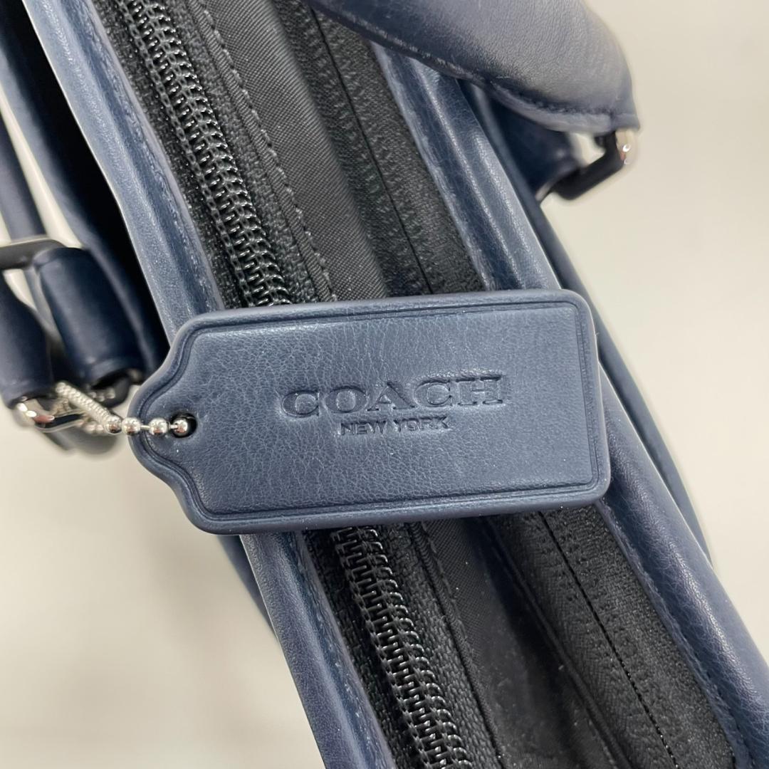 771694/COACH レザーブリーフバッグ 牛革 ネイビー メンズ