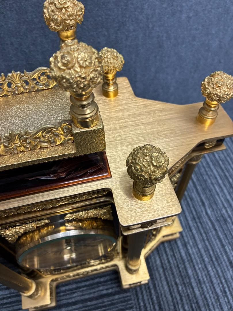 動作確認済・送料込】SEIKO 置時計 宮殿 回転振子 クォーツ QW427M