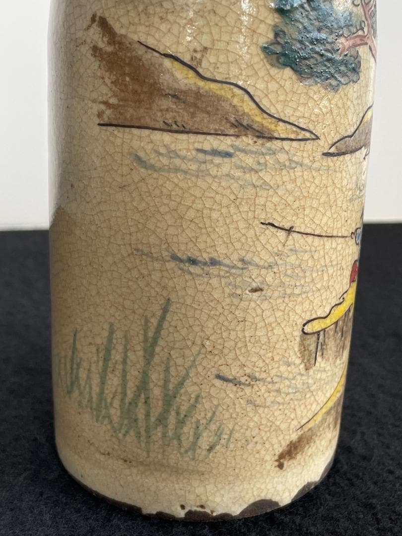 青木木米 京焼 徳利 酒器 花入 山水図 時代物 古陶磁 旧家