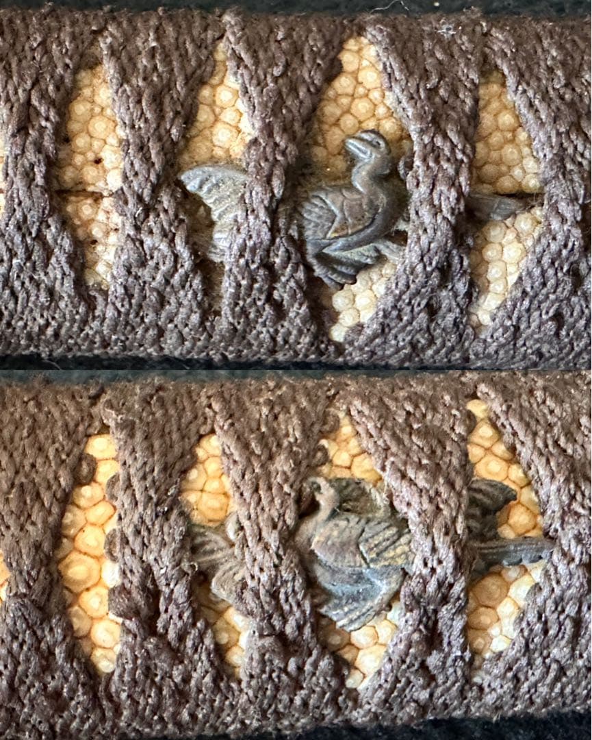 刀装具　 脇差　拵え　銅地鍔　鳥図目貫　時代 武具　 骨董　古美術　現状C