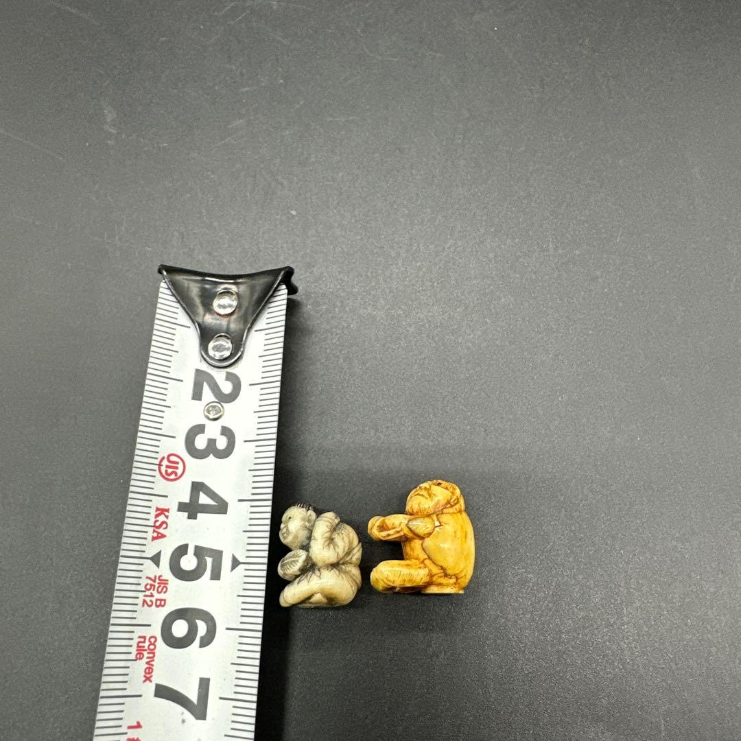 緒締 緒締玉 2点 だるま 天然材質 骨董古美術