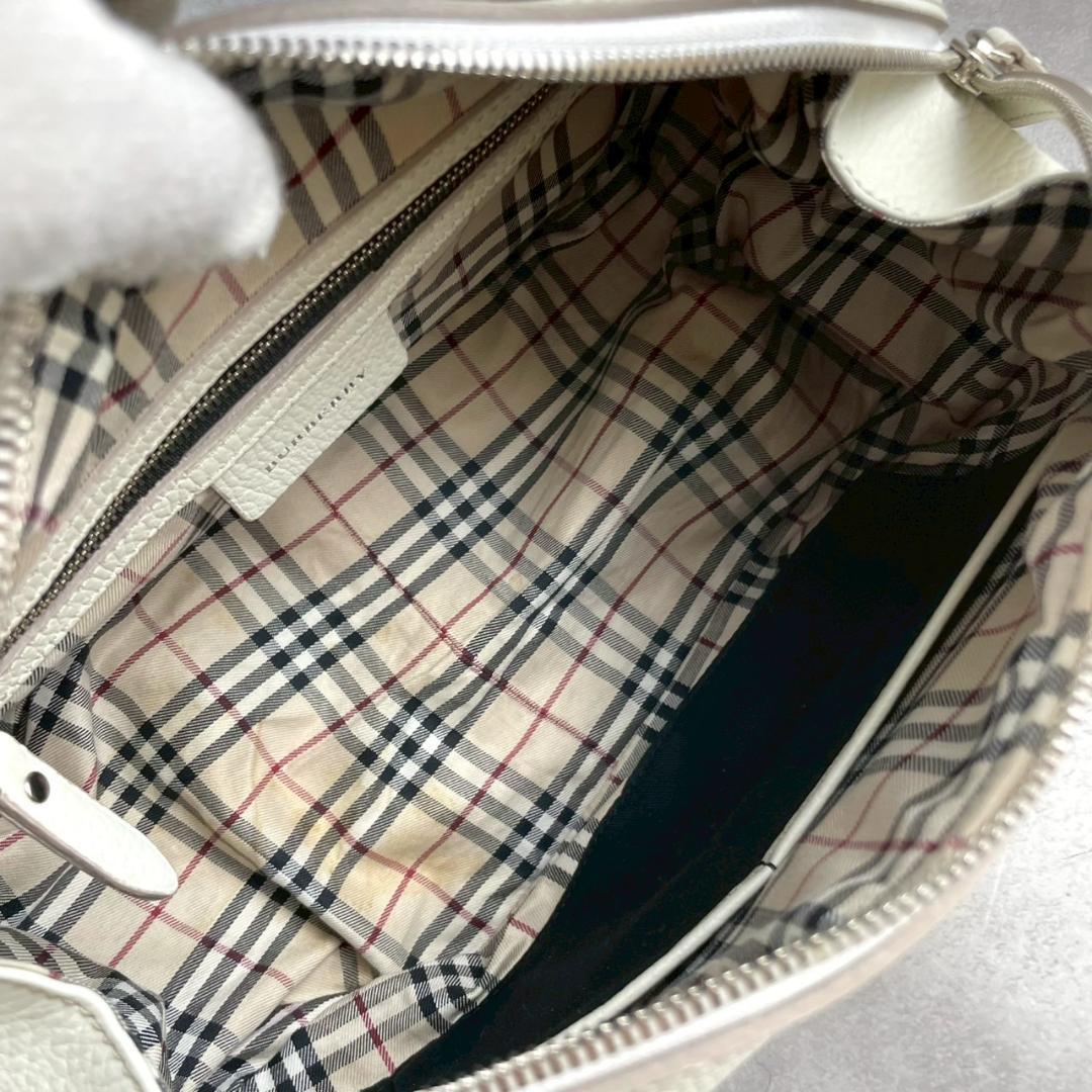 極美品✨ BURBERRY バーバリー ノバチェック レザー ハンドバッグ 白