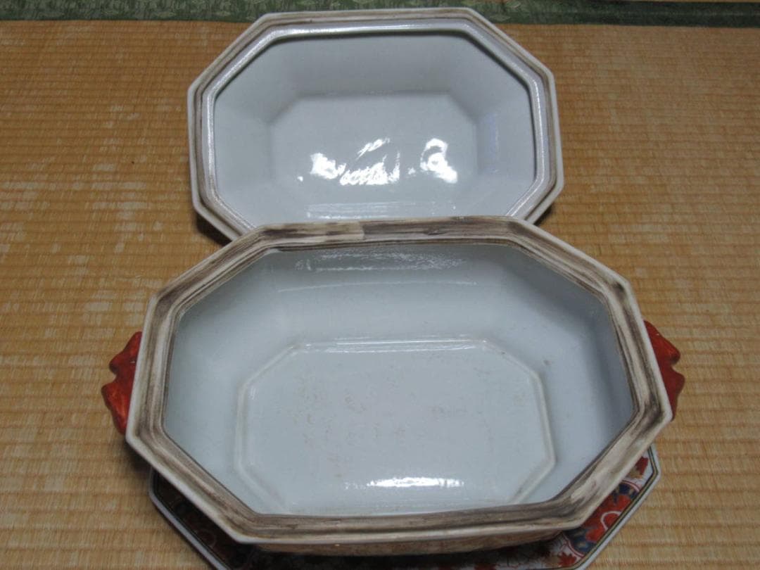 ◆極希少 江戸幕末！古伊万里 染錦(紅葉/桃/菊) 手持ち造形桃蓋付 チュリーン