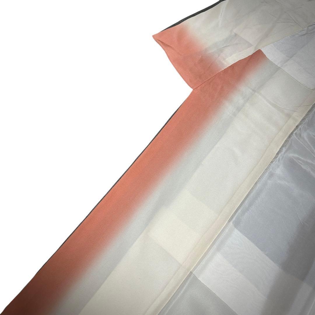 A151愛華 訪問着 錆鼠色 花地紋 染め花 正絹 フォーマル 身丈164cm