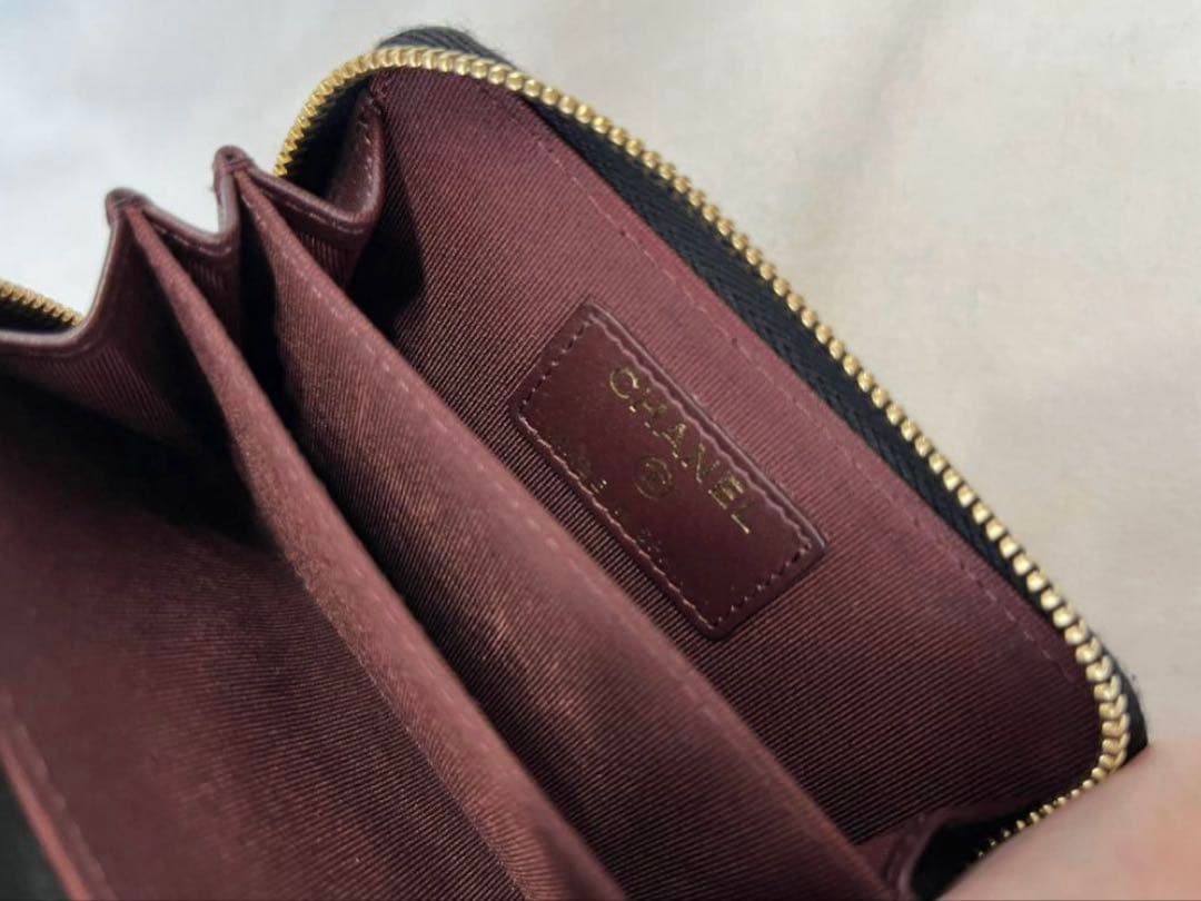 最終お値下げ！CHANELジップケースキャビアスキンゴールド金具ココマーク