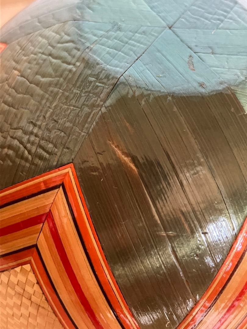 麦わら細工 球型ボンボン入れ 漆器 工芸品 伝統工芸 むぎわら細工