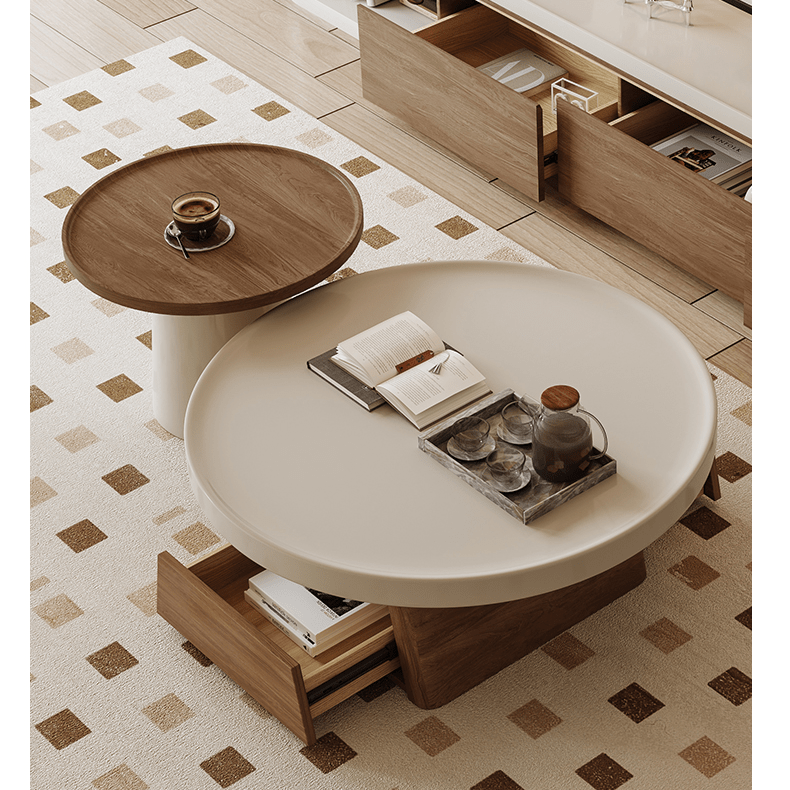 K．ひろ☆ ホワイト丸テーブル LIVINGMOTIF ホワイト丸テーブル