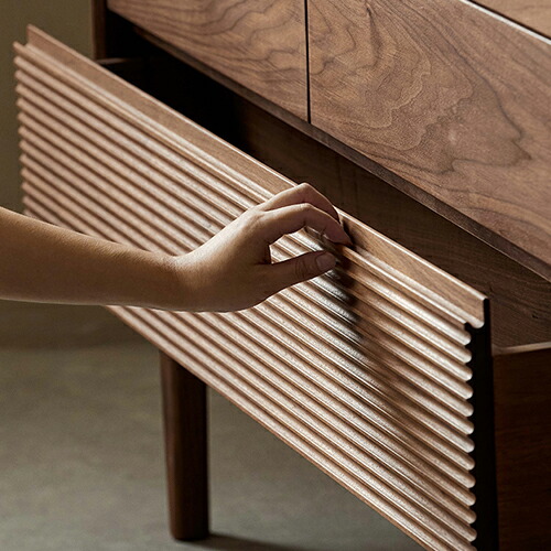 キャビネット サイドボード 天然木 ウォールナット材 収納棚 北欧