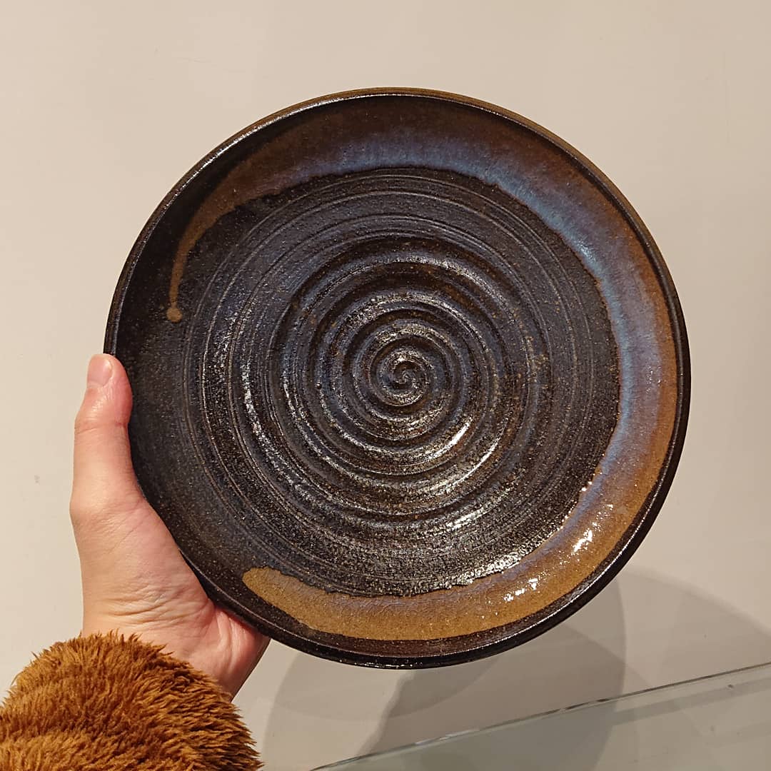 小岱焼 小代焼 岱平 大皿 皿陶芸 美術 約44cm 小岱焼 小代焼 岱平 大皿