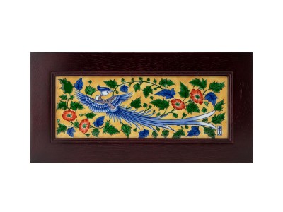 源右衛門窯 染錦更紗手象人物絵 陶額 源右衛門窯 染錦更紗手象人物絵 陶額