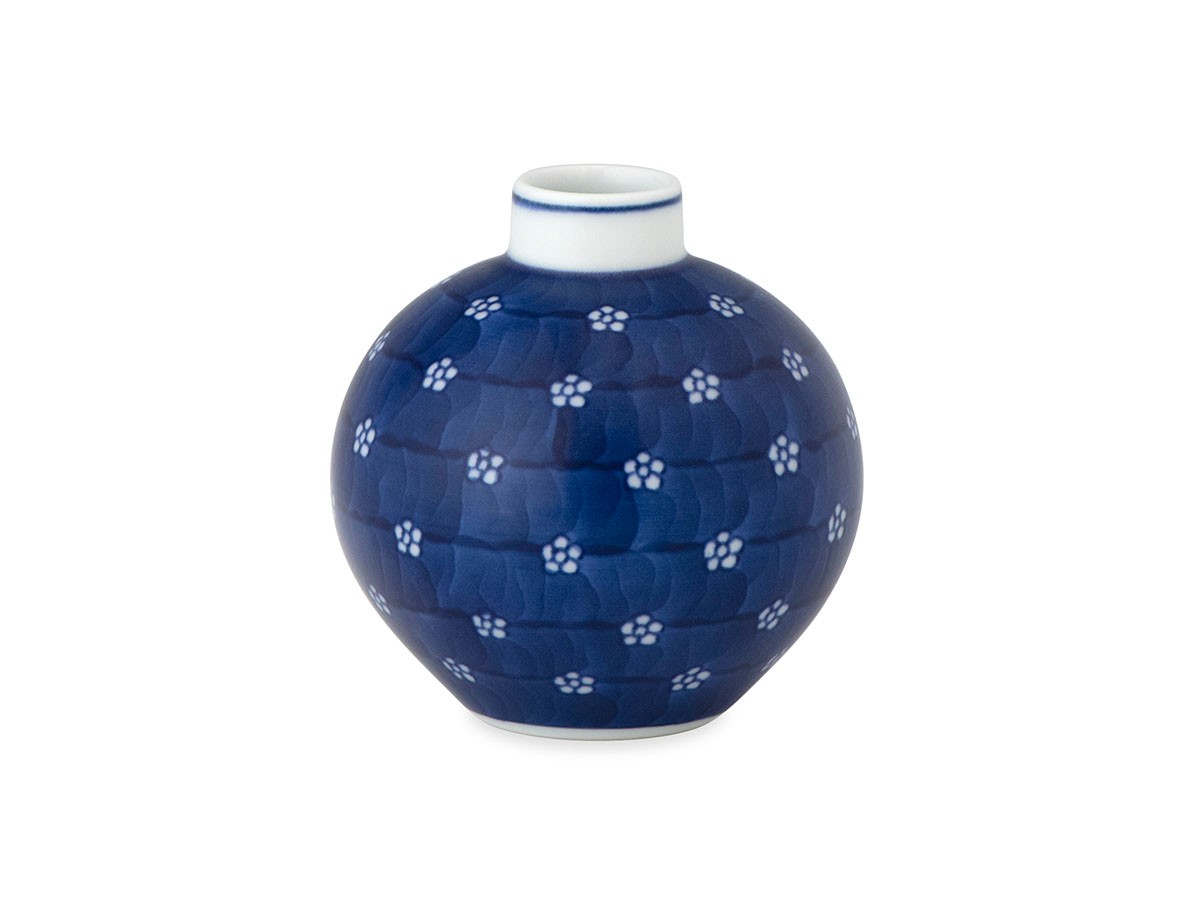 源右衛門窯 染付梅地紋 小花瓶 / げんえもんがま 染付梅地紋 小花瓶