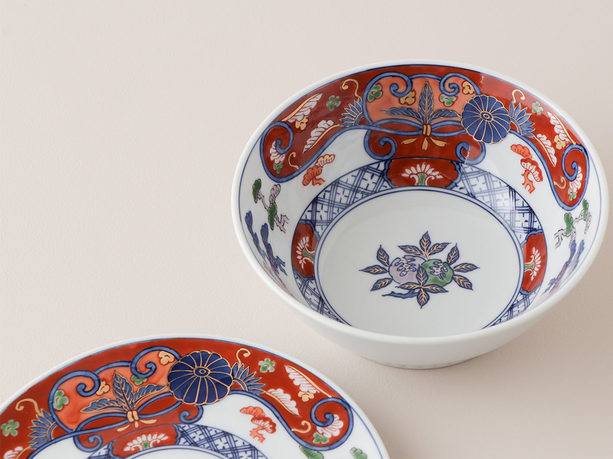 松右衛門】古伊万里の伝統 日本の名窯 緒方松右衛門作 染錦三方間取