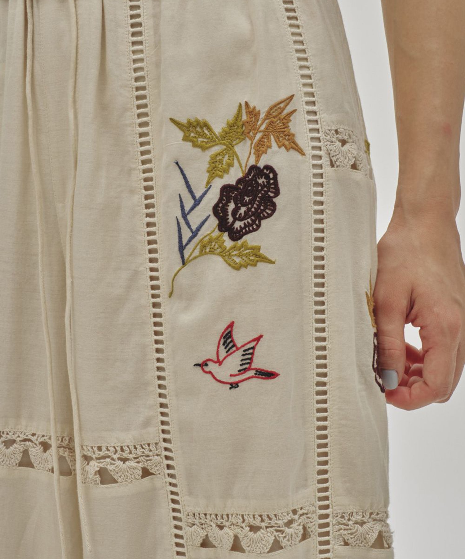 Embroidery Patchwork Trousers(36 ECRU): TODAYFUL: WOMENS