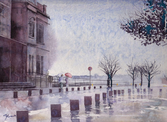 港の風景 水彩画 水彩画(漁港)№180 水彩画(漁港)№180 絵画