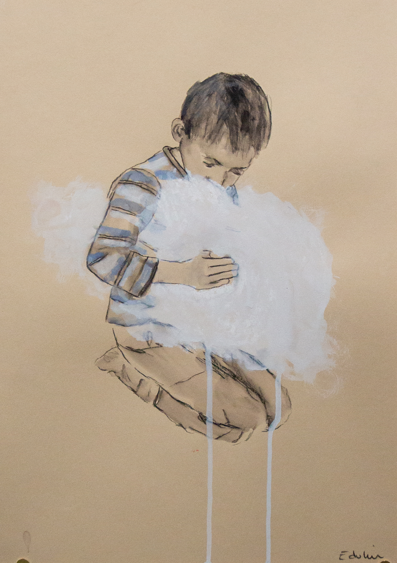 エディ・ドミニク・デュビアン 鳥と車 原画 キャンバスアート