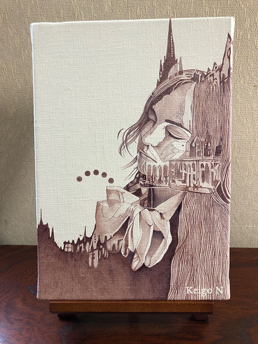 色鉛筆画 イラストレーション ジグソーパズル原画「ホリディ」 色鉛筆