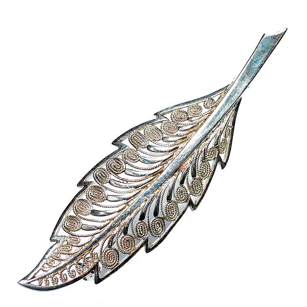 1930s 刻印800 シルバー800の繊細なリーフブローチ｜ACTON英国