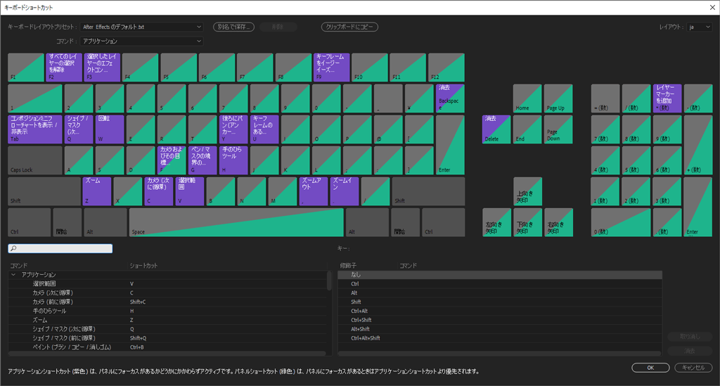未使用EditorsKeys Adobe After Effectsキーボード Shortcut keyboard