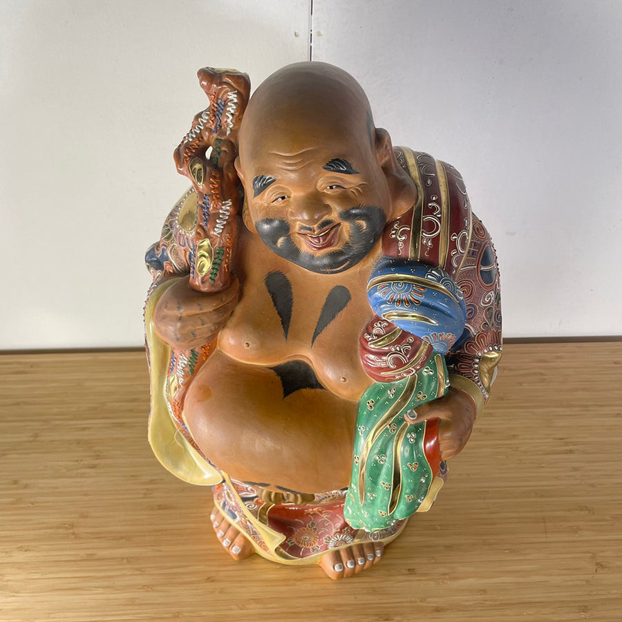 2306 九谷焼布袋縁起物 七福神 置物 特大高60cm 神仏物 時代物