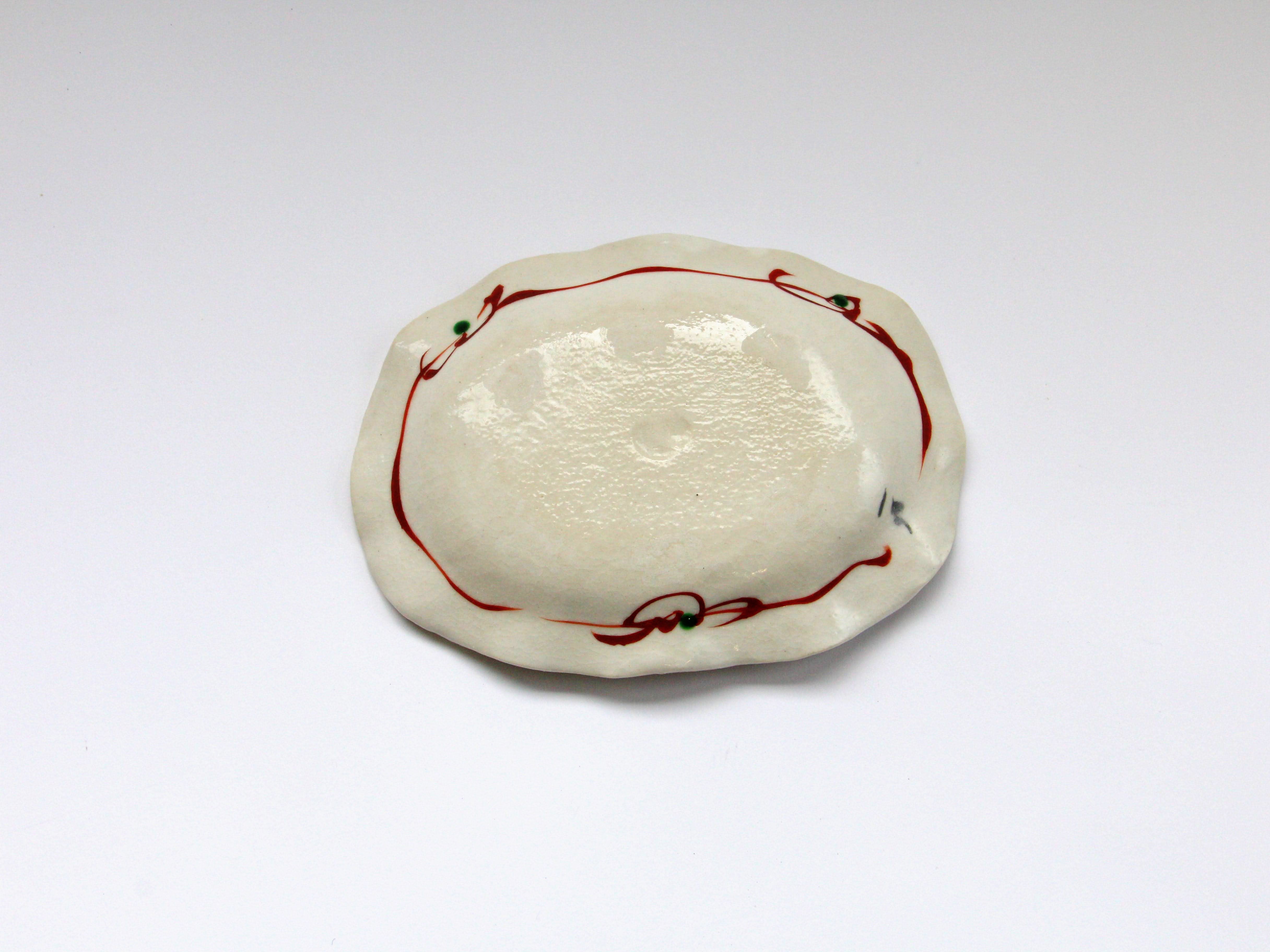 色絵二花楕円小皿【榛澤宏】