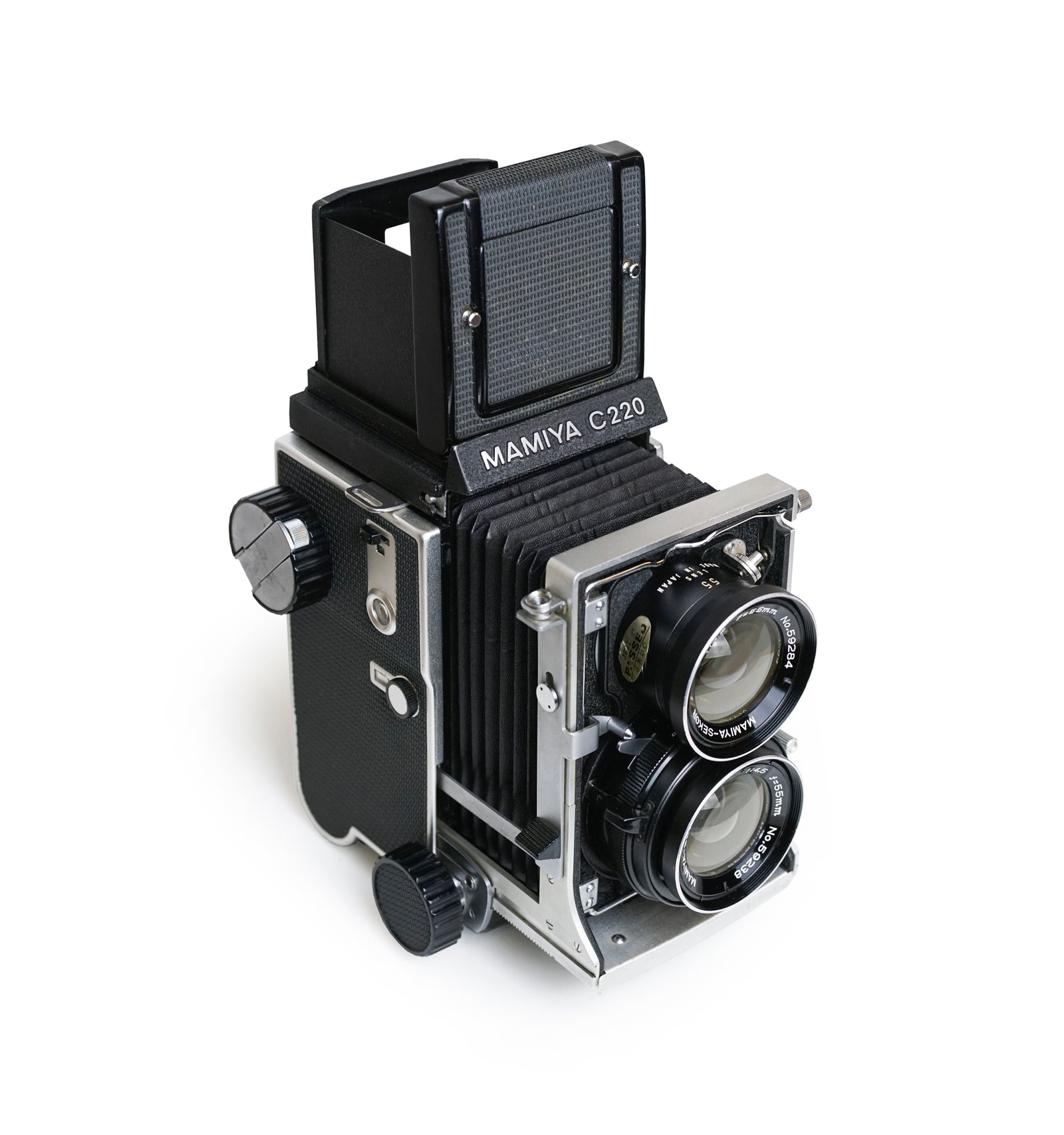 Mamiya C220 Medium Format Camera with 55mm F4.5 & 180mm F4.5