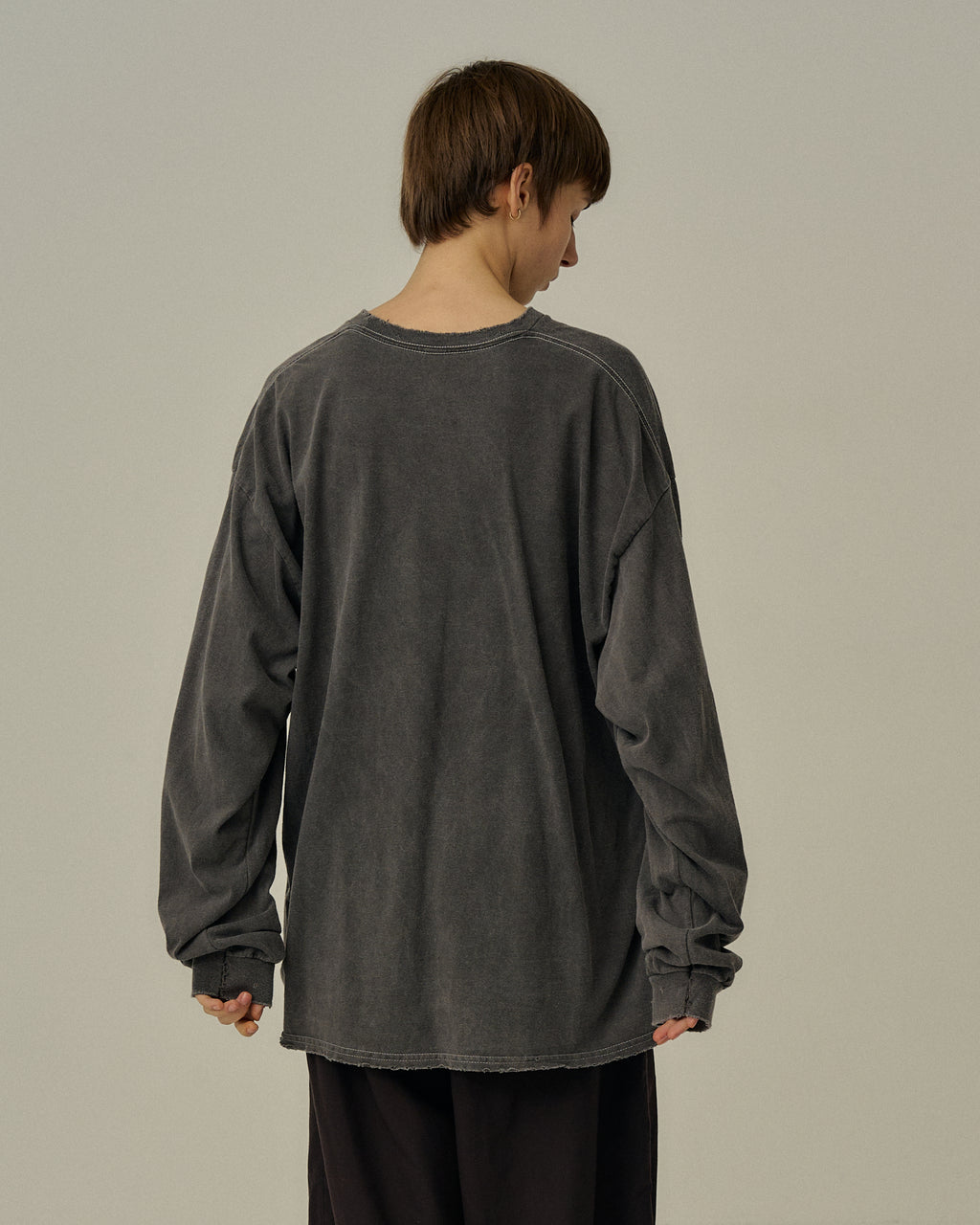 EMBROIDERY DYED LS T-SHIRT(F.BLACK) – ANCELLM