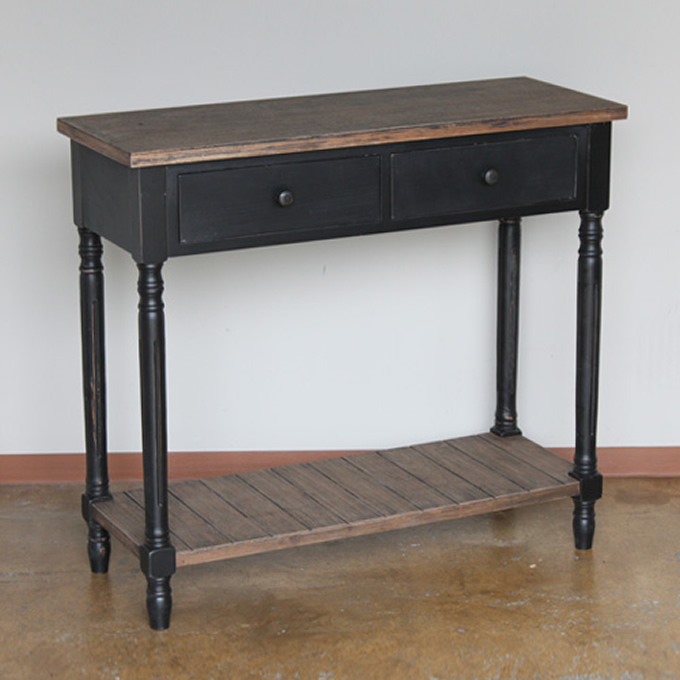 ブラックウッドワークデスク シャビー アンティーク風 机 木製
