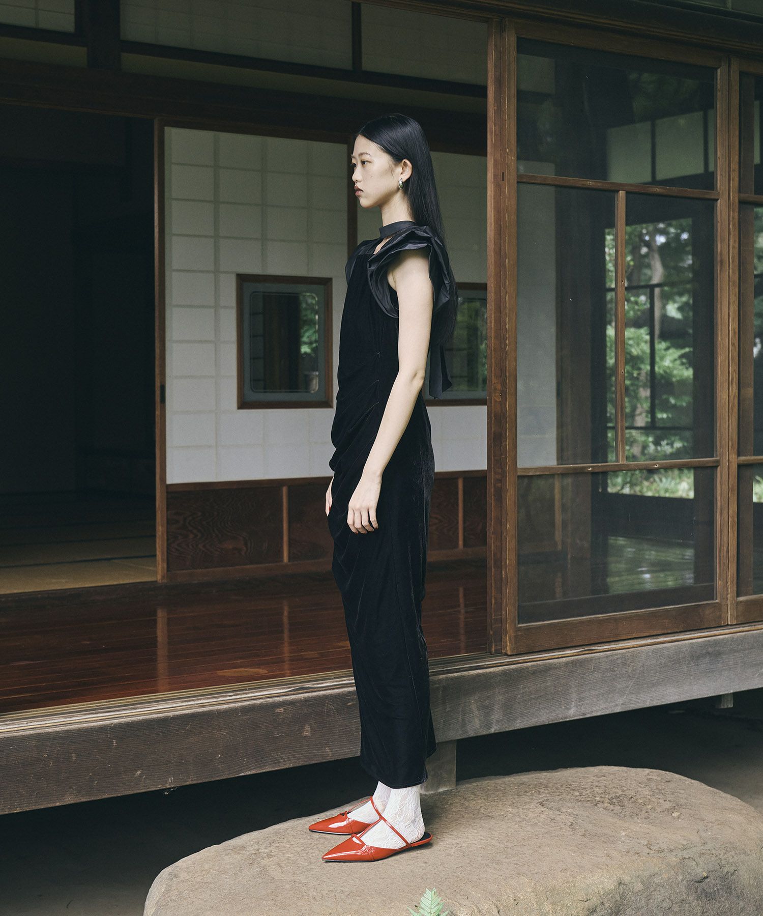 andresd drape ストア velour dress ANDRESD/drape velour dress/black