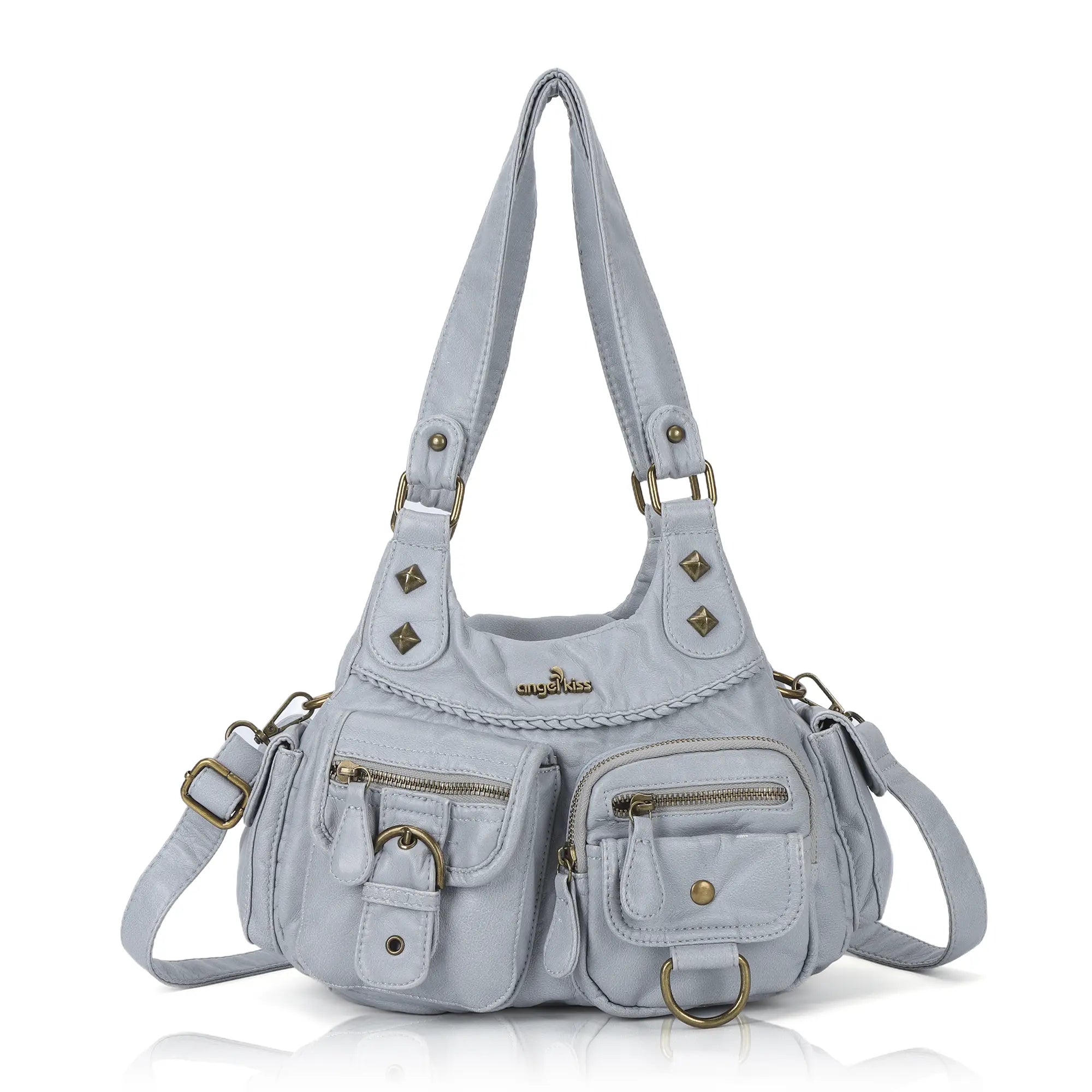 Tie-Dye Pink Multi-Pocket Vegan Leather Shoulder Tote Handbag