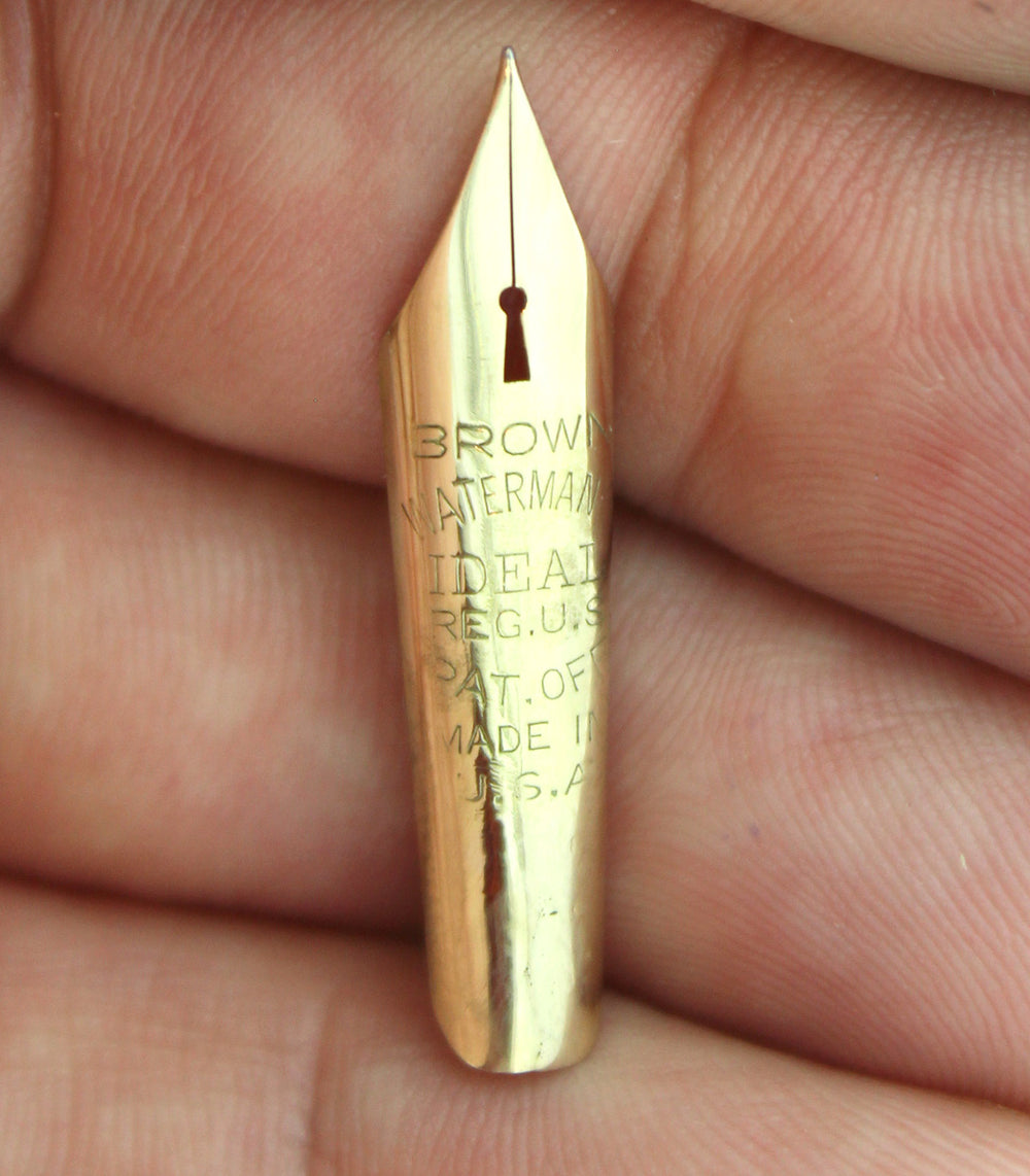 VINTAGE WATERMAN #7 BROWN KEYHOLE 14K FOUNTAIN PEN FLEXIBLE NIB